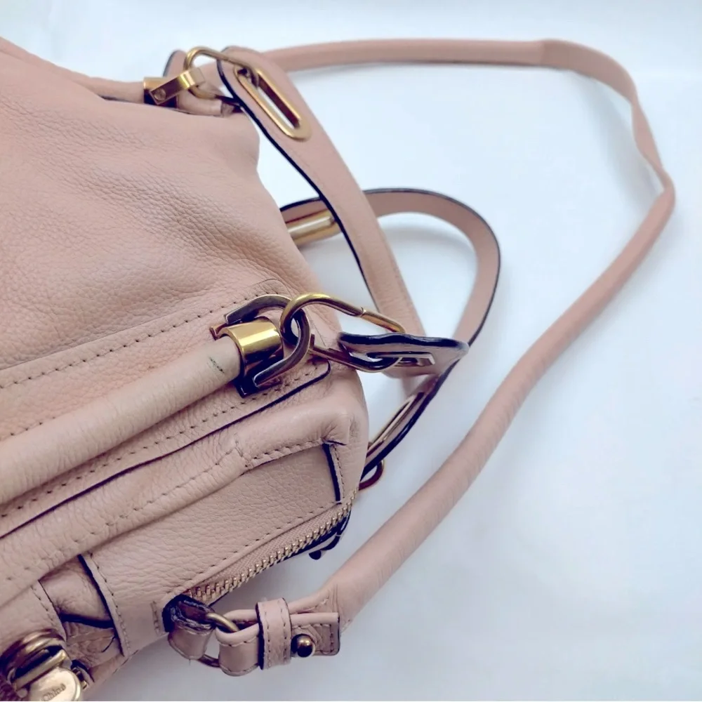 Chloe Blush Pink Leather Satchel with Gold Hardware